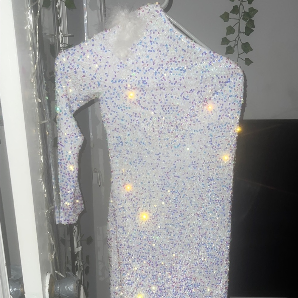 Sparkling White Sequin Dress